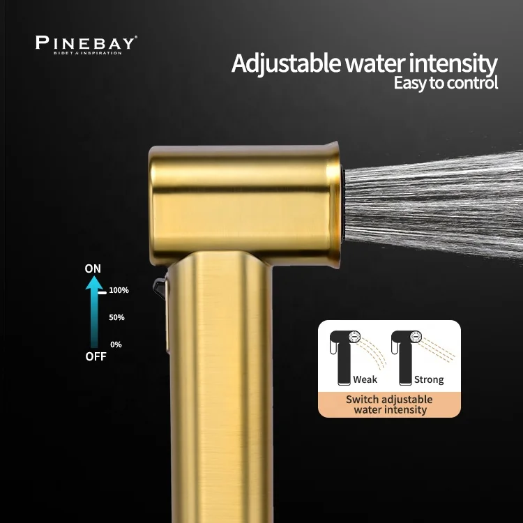 PINEBAY оптовая продажа для ванной комнаты неэлектрический душ биде квадратный золотой ручной распылитель женский набор чистки туалета Shattaf