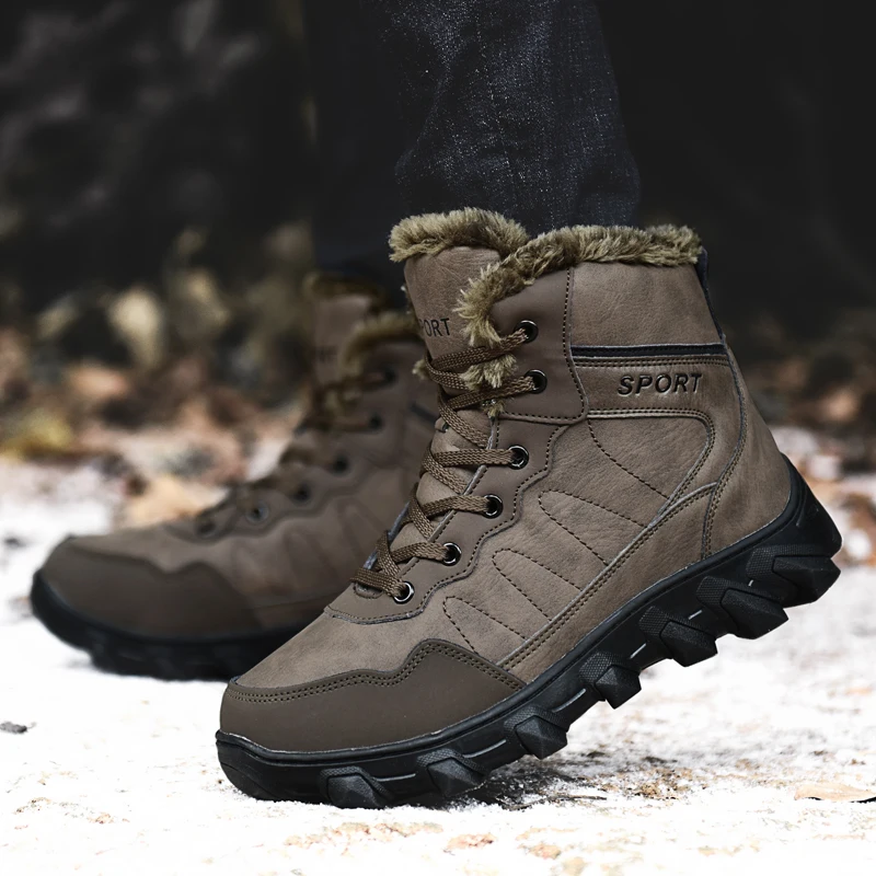 Winter Safety Men Shoes For Sale Cheap Price Winter Plush Rubber Solid Snow Boot Patent Leather We Accept OEM 1 Pair /box Ankle