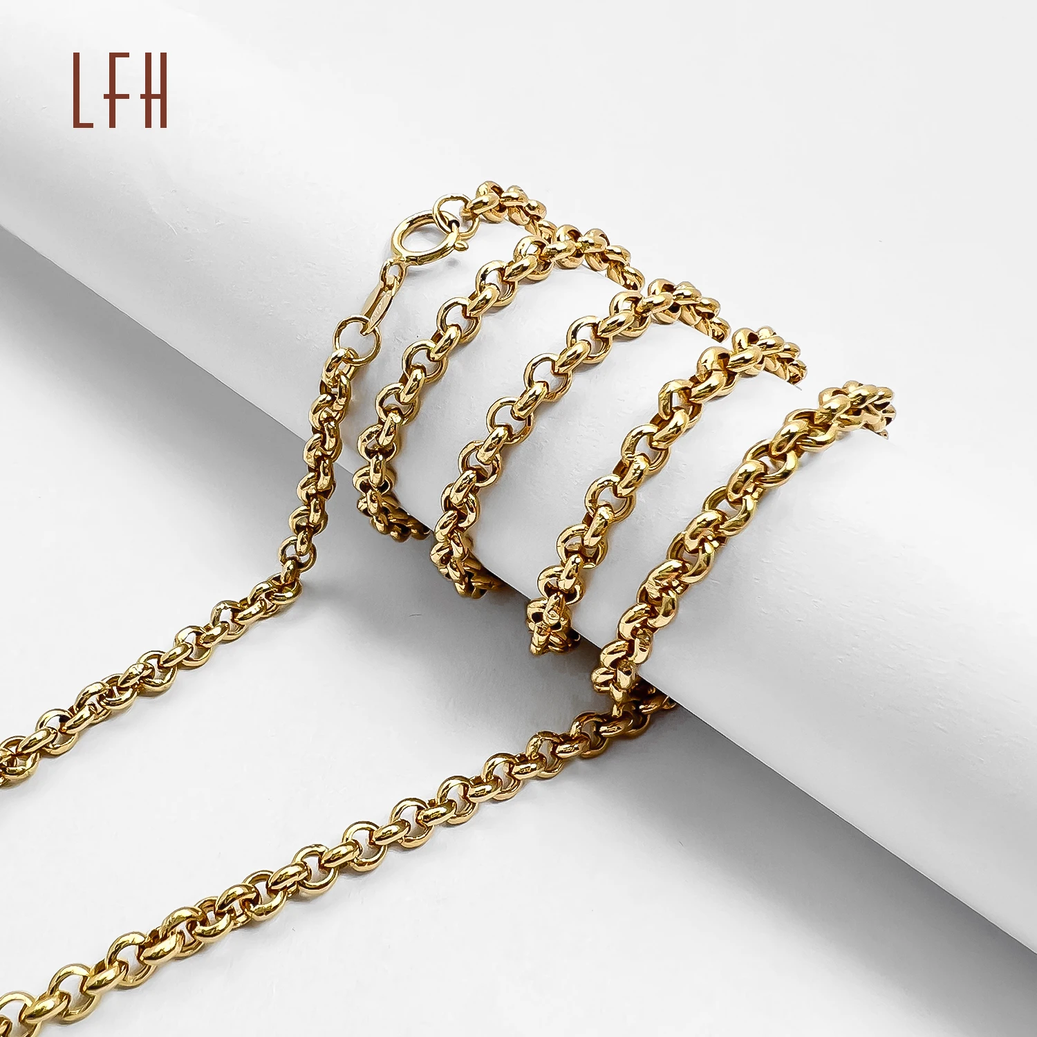 Customized Necklaces 18K Gold Cuban Link Chain Classic Gold Engagement Ring 18 Karat Solid Gold Oyster Link Chain