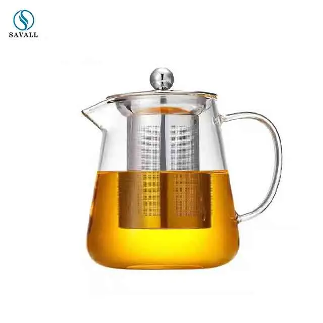 Savall HoReCa tea glass pot with candle filter handblown heat resistant pyrex transparent glass tea pot