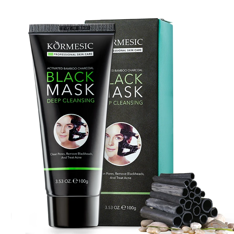 KORMESIC OEM ODM Anti Acne Exfoliating Removing Blackhead & Pimples Activated Bamboo Charcoal Black Mask