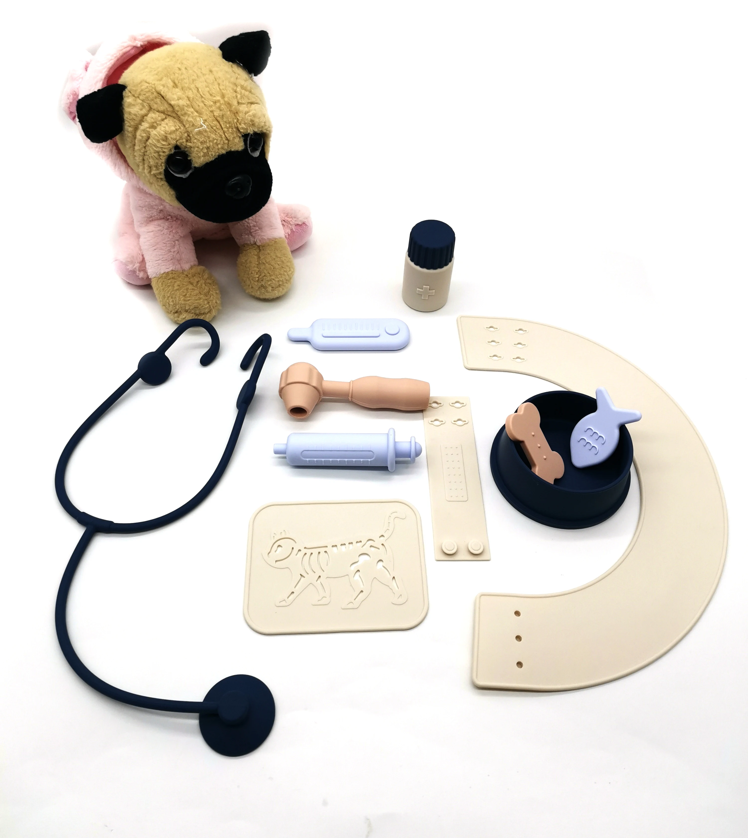 Educational Silicone Pretend Play Pet Care Play Set Silicone Veterinary Play set,Doctor kit for Toddlers 3-5