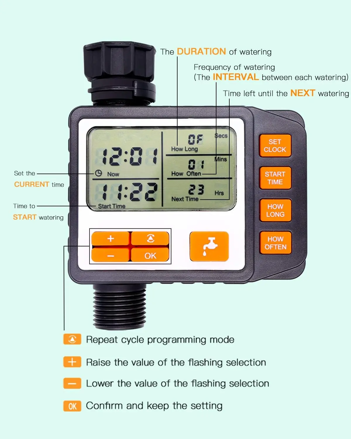 Garden irrigation timer LCD irrigation water timer outdoor controller Agricultural irrigation equipment