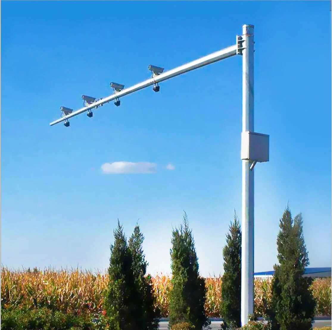 XLZM Q235, Q345 Tubular Traffic lights Signal Steel Pole With Single Arm