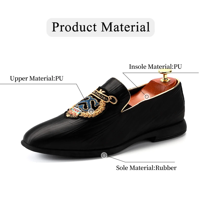 Big size 37-48 Italian Men Formal Shoes Designer 2023 Luxury Slip On Fashion Wedding Party Prom Black Loafers For Men 1907