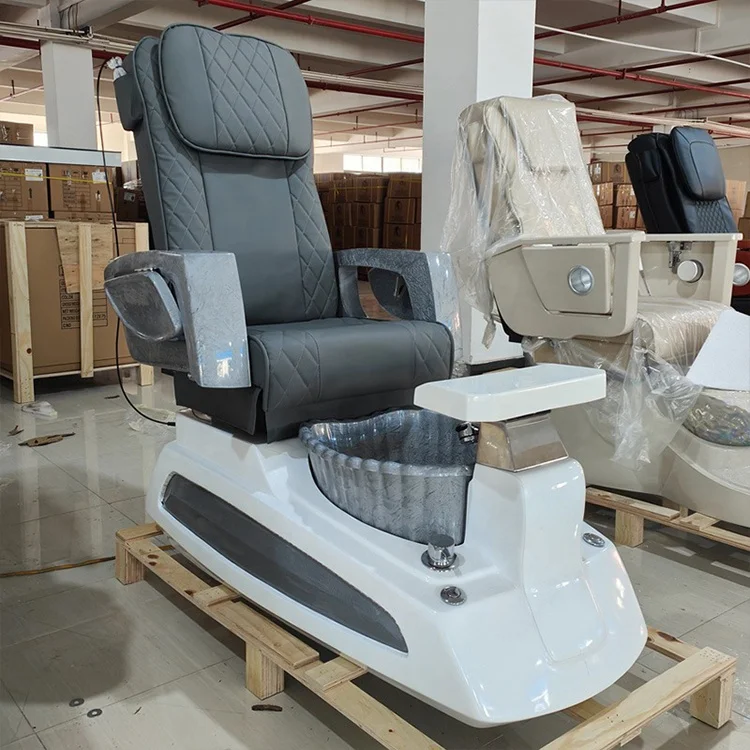 luxury nail salon furniture manicure chair electric foot spa massage pedicure chair with drainage pump and led lights