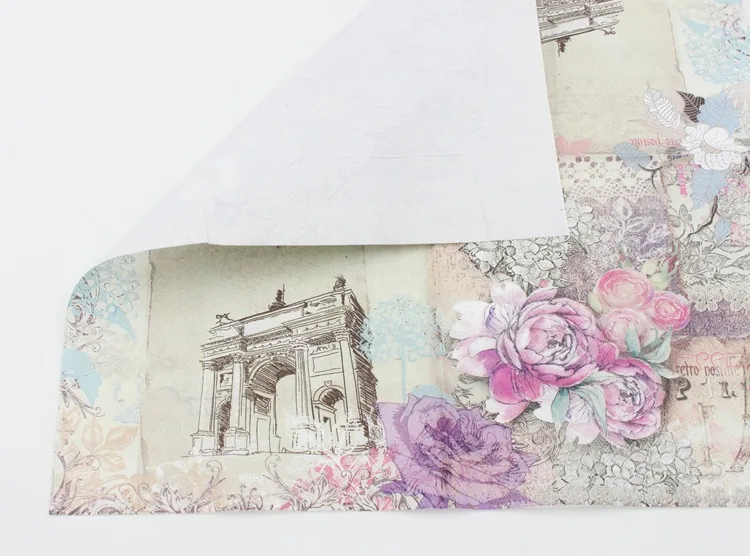 20pcs Packaging 33*33cm Paper Colorful Printed Napkin With Eiffel Tower Architectural Napkins Handmade DIY Creative Paper Towels