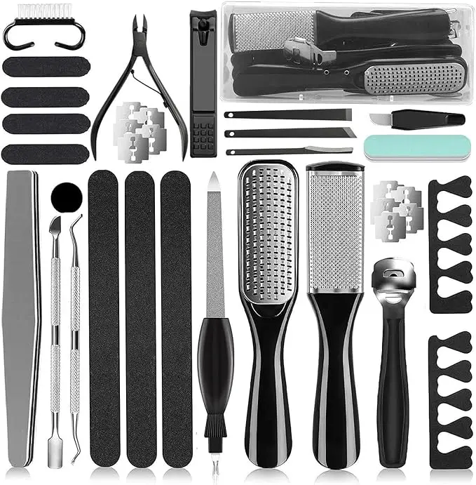 Pedicure Kit 36 in 1 Stainless Steel Professional Pedicure Tools Set Foot Rasp Peel Callus Dead Skin Remover Feet Care Pedicure