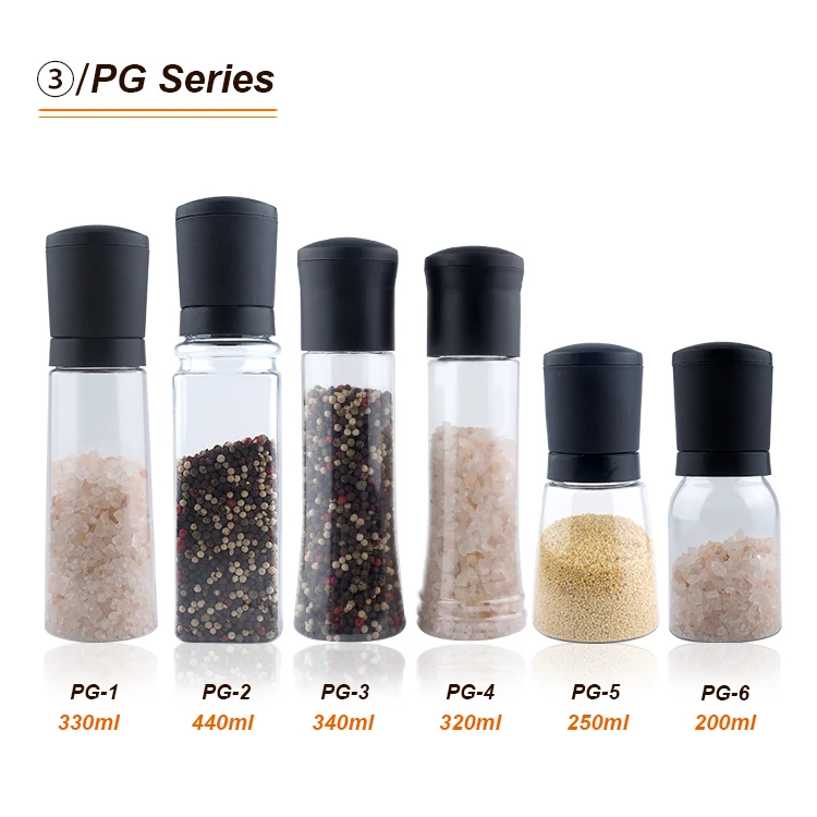 Best price manual disposable spice salt pepper mill, wholesale 80ml 100ml glass  plastic refillable spice salt pepper grinder