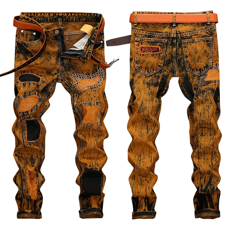 Wholesale Europe And The United States Men Jeans Hole Personality Old Straight Male Jeans