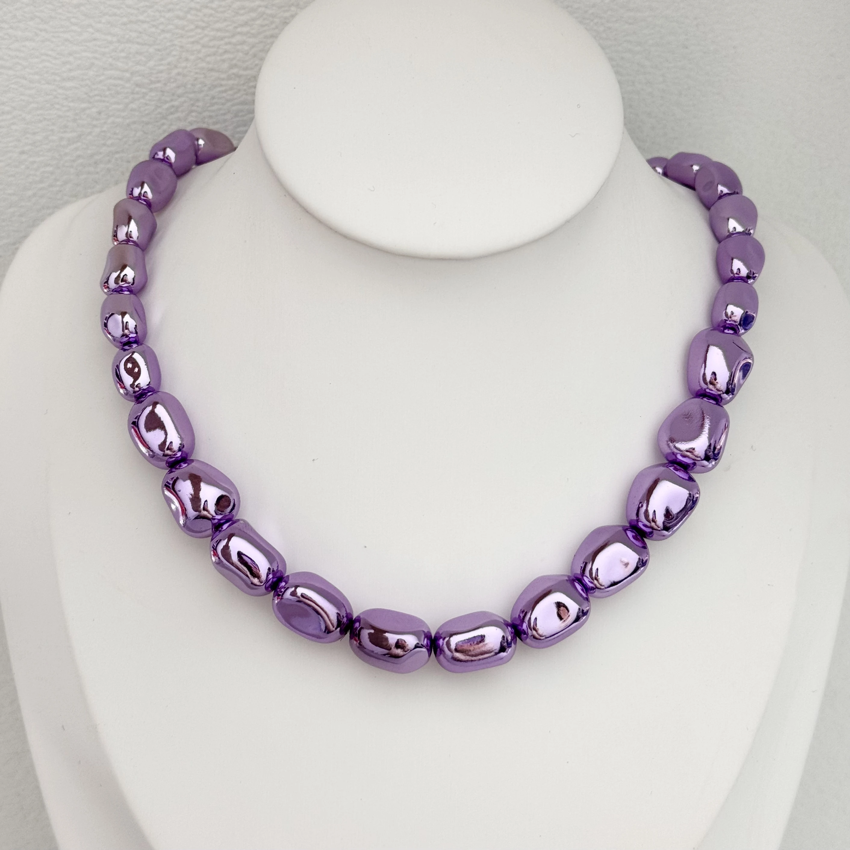 Hot selling fashion new design colorful acrylic necklace hip hop simple irregular big beads women party jewelry