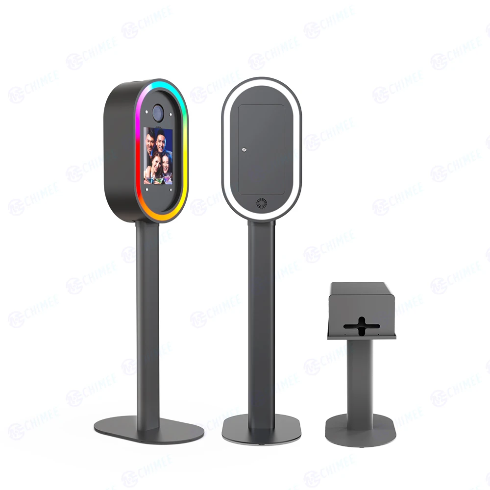 New Aluminum Case Oval Black Faceplate DSLR Photo Booth White RGB Light Photobooth 10.2 10.9 11 12.9 inch iPad Photo Booth Shell