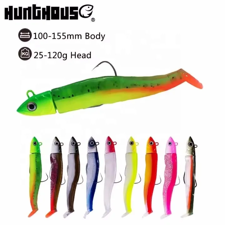 125mm 60g 3D Eyes Jig Head Jig Lure Two Line Holes Soft Plastic Bass Fishing Leurre Jigging Fishing Bait