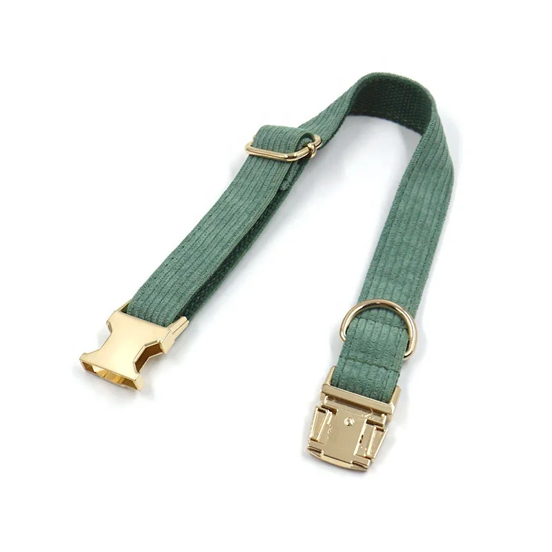 Tiktok likes dog gift set fashion corduroy collar dog training cute pet bows dark green pet leashes popular dog collars