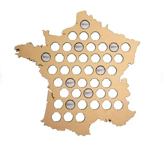 
laser cutting wood France Beer Cap Map Bottle Cap Map for bottle cap Collection 