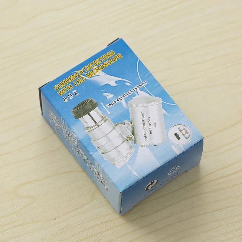 60x LED UV Mini Pocket Microscope Handheld Microscope FOR Jewelry Diamond Gem Coins Currency