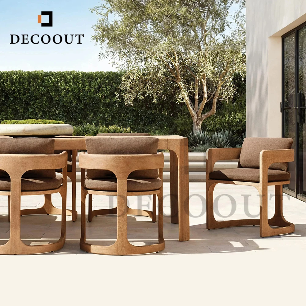 Decoout New Design Teak Solid Wooden Dining Table Set Outdoor Furniture Dining Table and Chairs