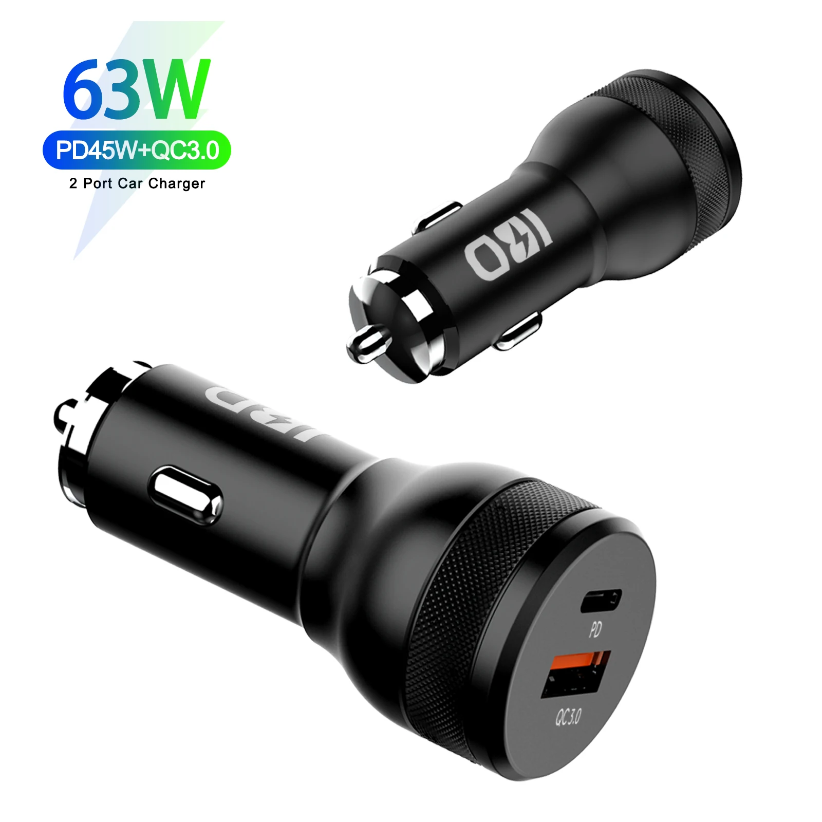 big power 45w pd max 63w qc3.0 fast car charger usb