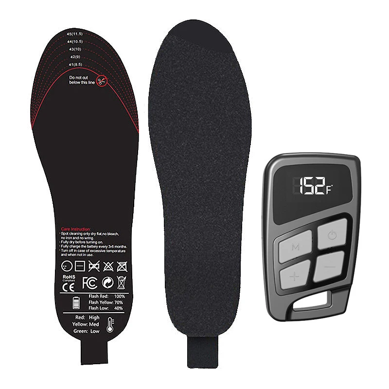 OEM Custom LOGO Winter Ski Heated Insoles Rechargeable Electric heating Insoles With Heat Regulating remote control