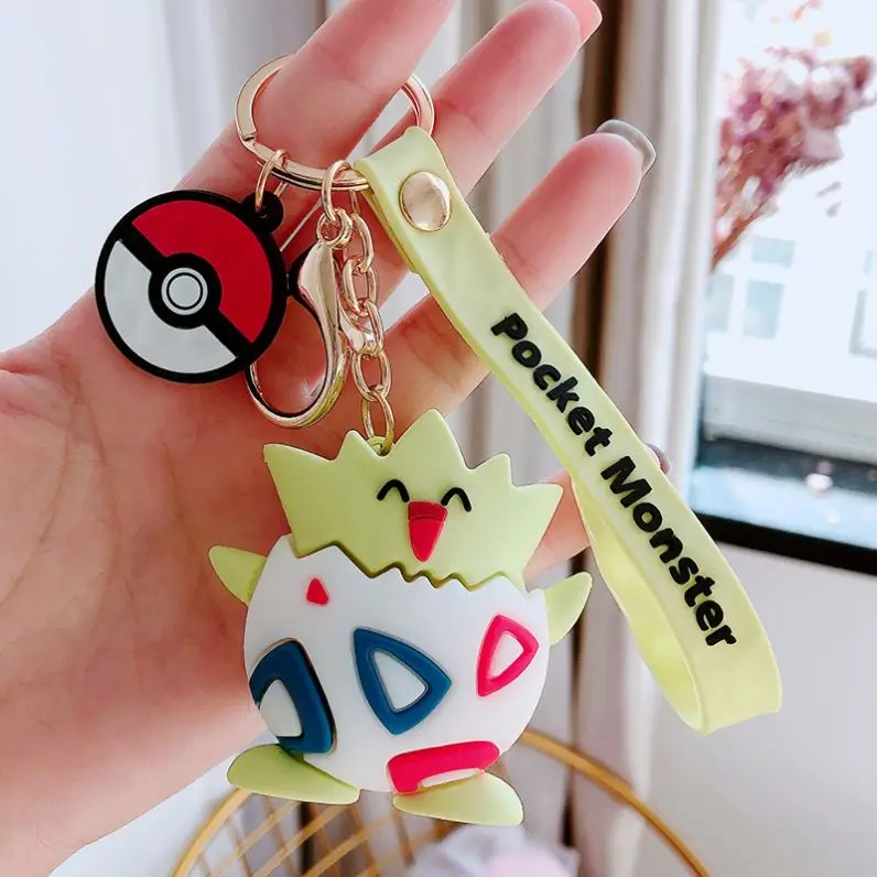 Pocket Monsters Keychain Cartoon PVC Cute Japanese Anime  Key Chain Trinket Car Key Rings Kid Toy KeyRing Charms Llaveros