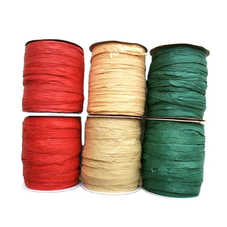 6 Rolls Christmas Raffia Paper Ribbon String  for Gift Packing  Christmas Decoration  15 Meters