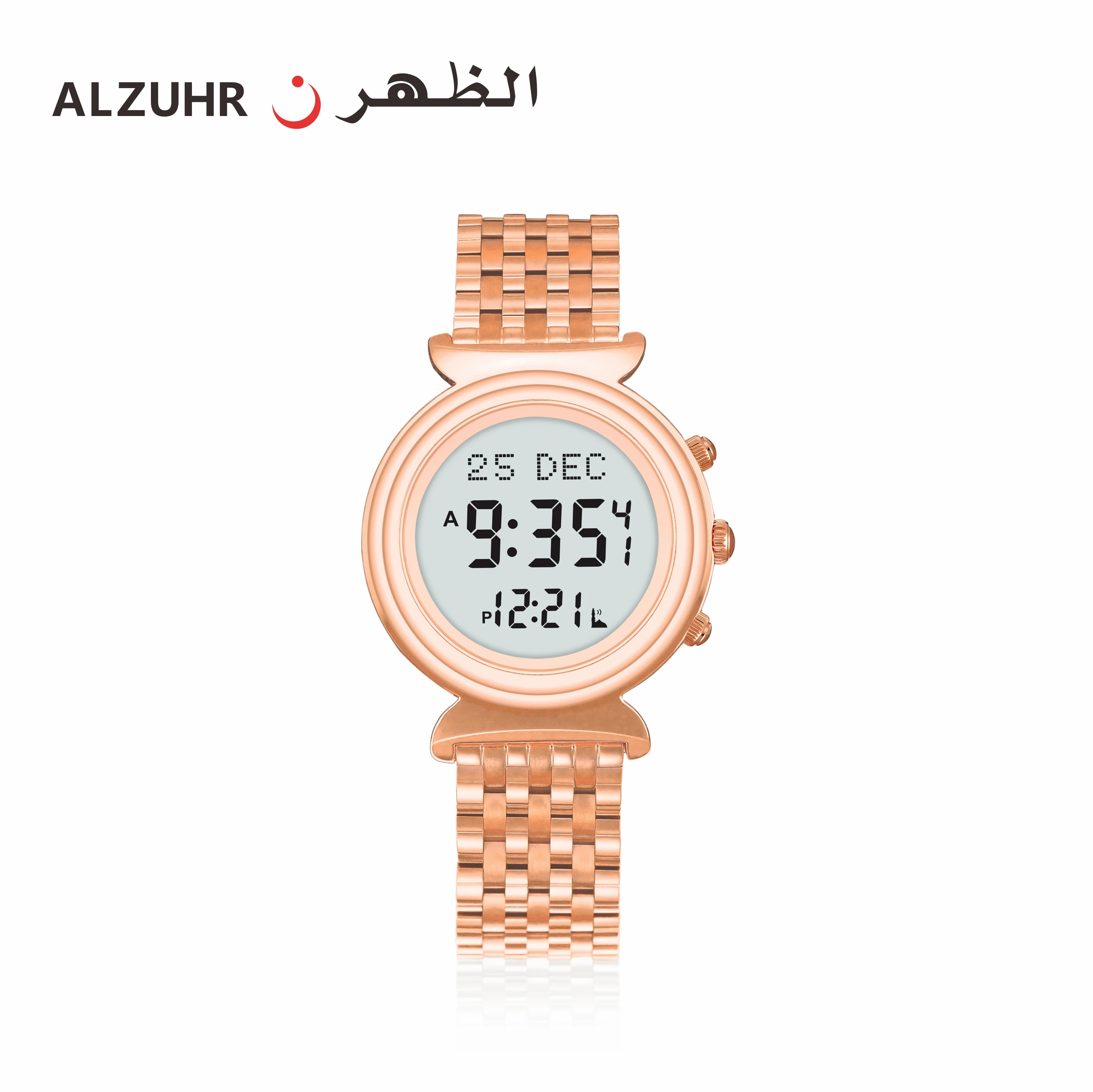 In Stock Gold Classic Daily Fajr Leather Belt Muslim Wristwatch For Every Prayer