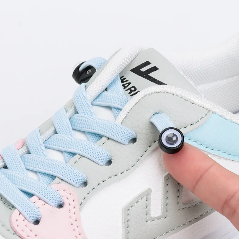 2022New Lazy Shoe Laces Cute Eye Lock Shoelaces Without Tie Elastic Laces No Tie Flat Shoelace Sneakers Elastic Flat Shoelace