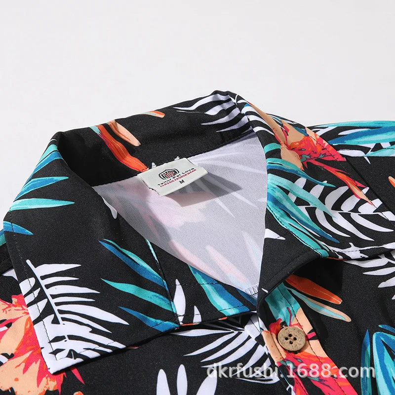 Wholesale sublimation summer casual two piece sets short sleeve button beach shirt and board shorts mens Hawaiian beach shirts