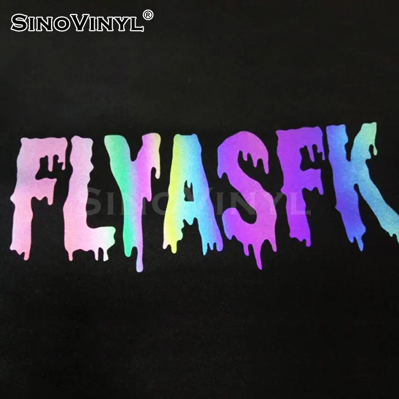 Hot Sales Rainbow Reflective Colorful Heat Transfer Vinyl Foil Cut Iron On Vinyl