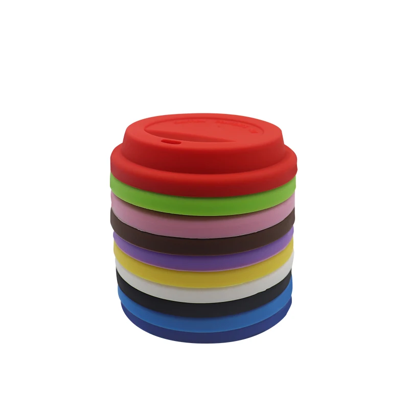 3.5inch Round Shape Colorful Coffee Lid Silicone Reusable Coffee Cup Lid For Juice Tea Coffee Soft Drink cup lid