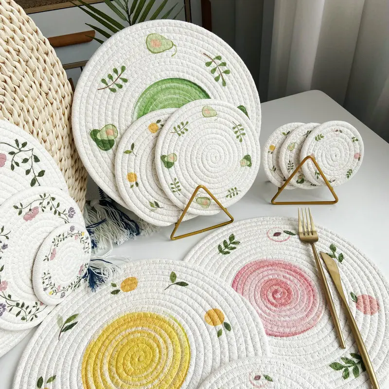Tischset Manteles Individuales De Mesa набор плетеных ковриков для стола, круглые тканые салфетки для обеденного стола класса люкс