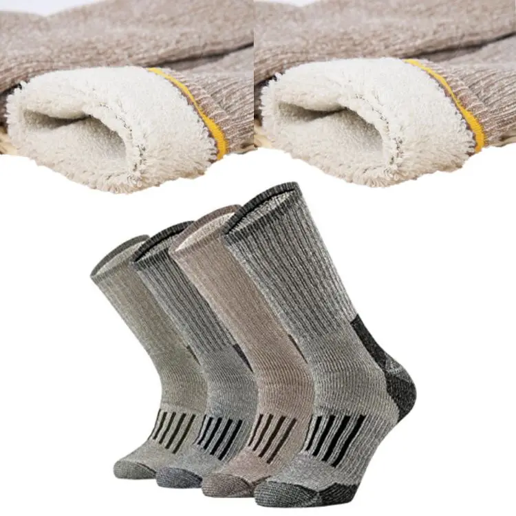 Socks Men High Quality Moisture Wool Socks Ski Thick Warm Winter  Athletic Outdoor Thermal Cushion Crew Merino Wool Hiking Socks