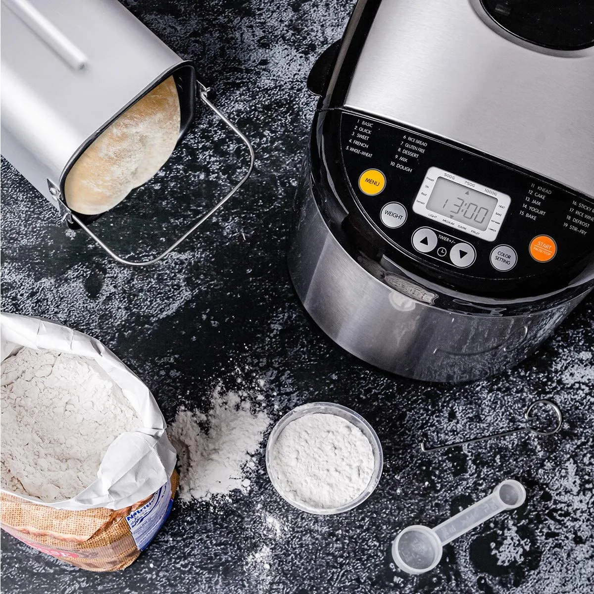 LCD Display Stainless Steel Mini Electric Bread Maker For Home