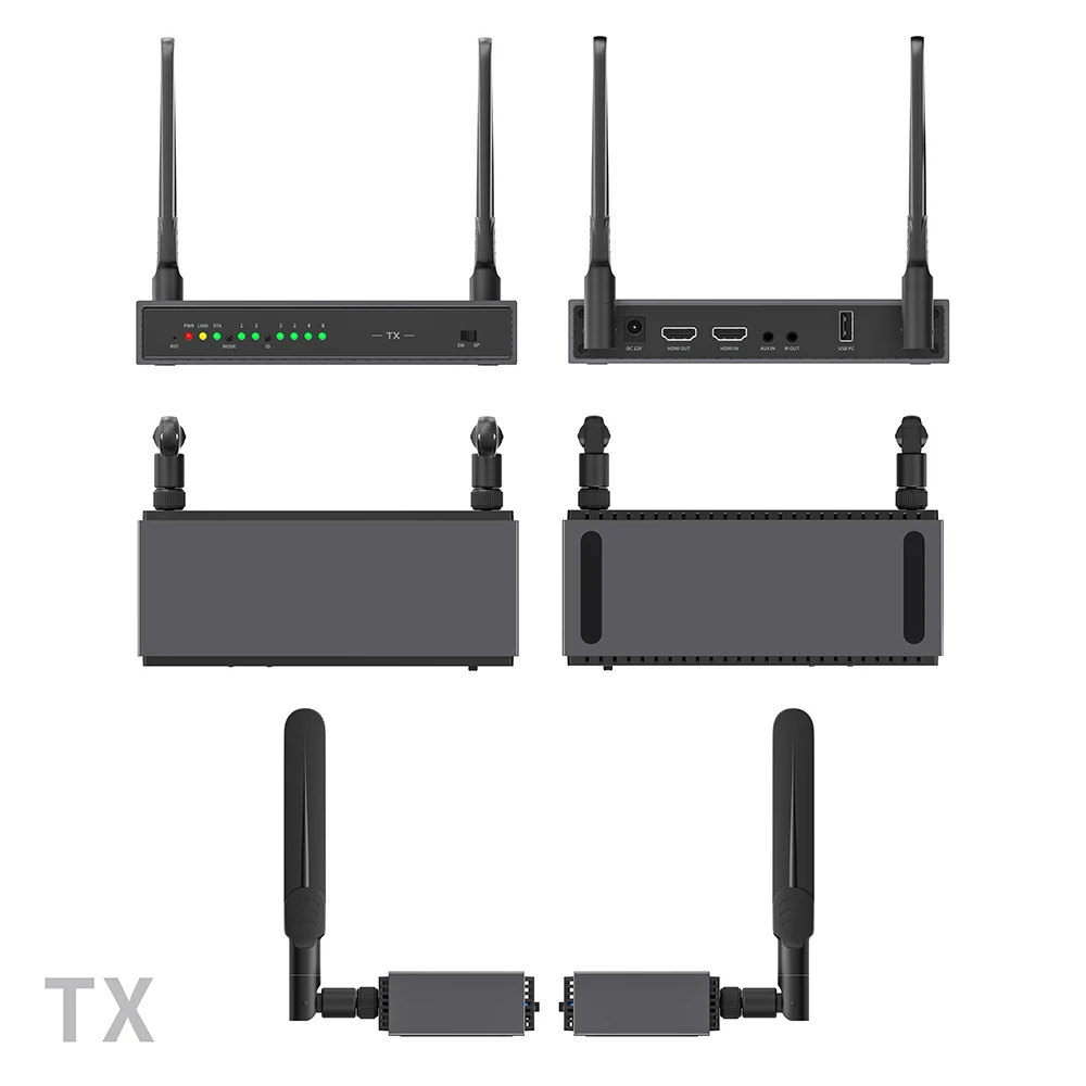 200m MAX 1 Transmitter to 4 Receivers 1x4 OR 8 Transmitters to 1 Receive 8x1 Wireless HDMI Video Extender with KVM and Remote