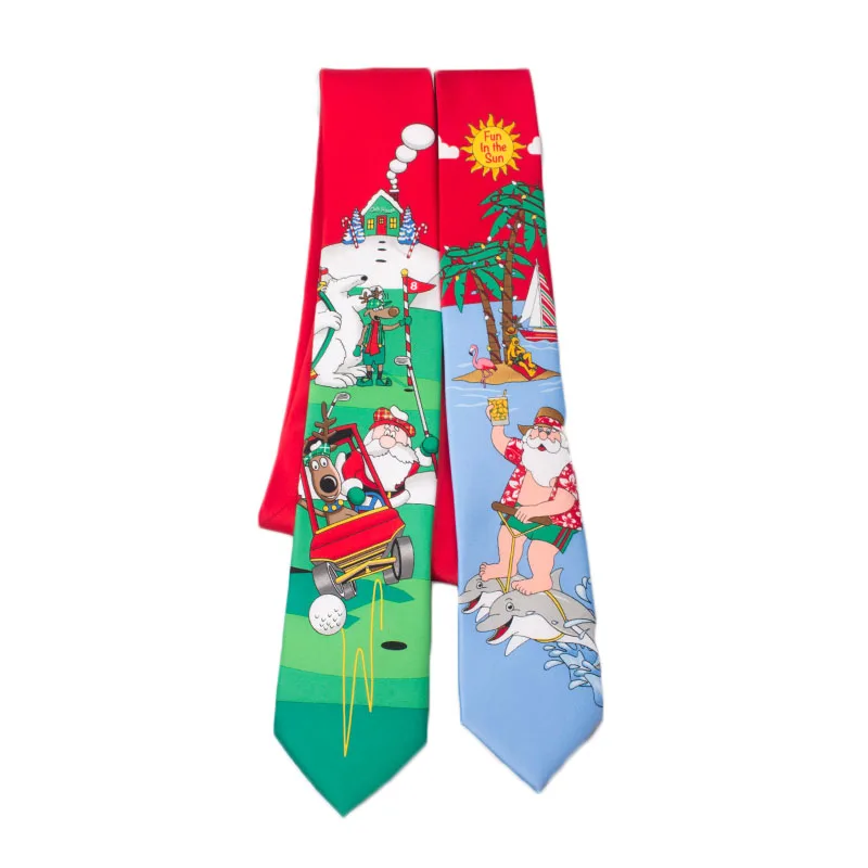 New Year Festival Style Custom Print Pattern 100% Polyester Santa Claus Christmas Neck Tie Men