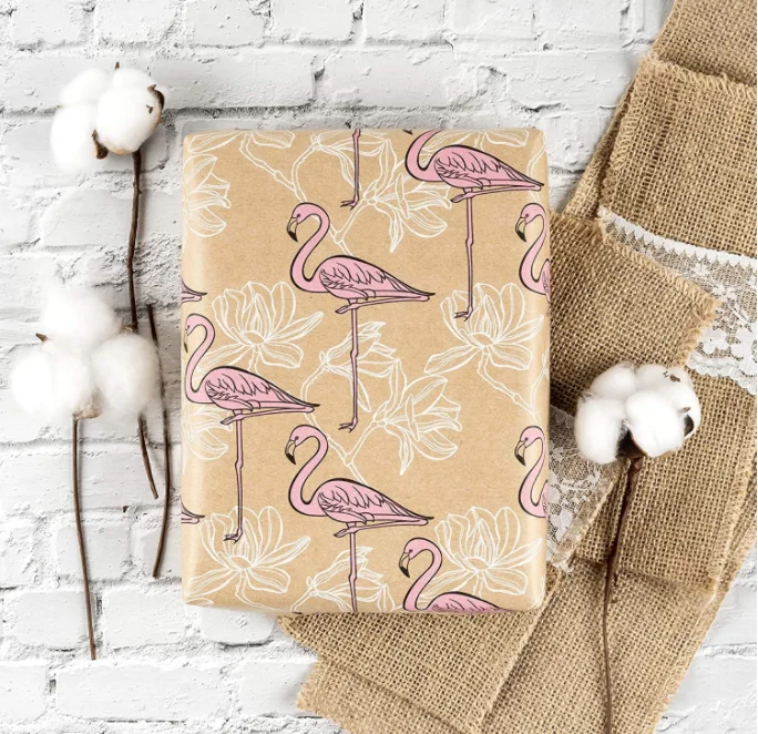 Bird Design CMYK Printing Kraft Gift Wrapping Paper