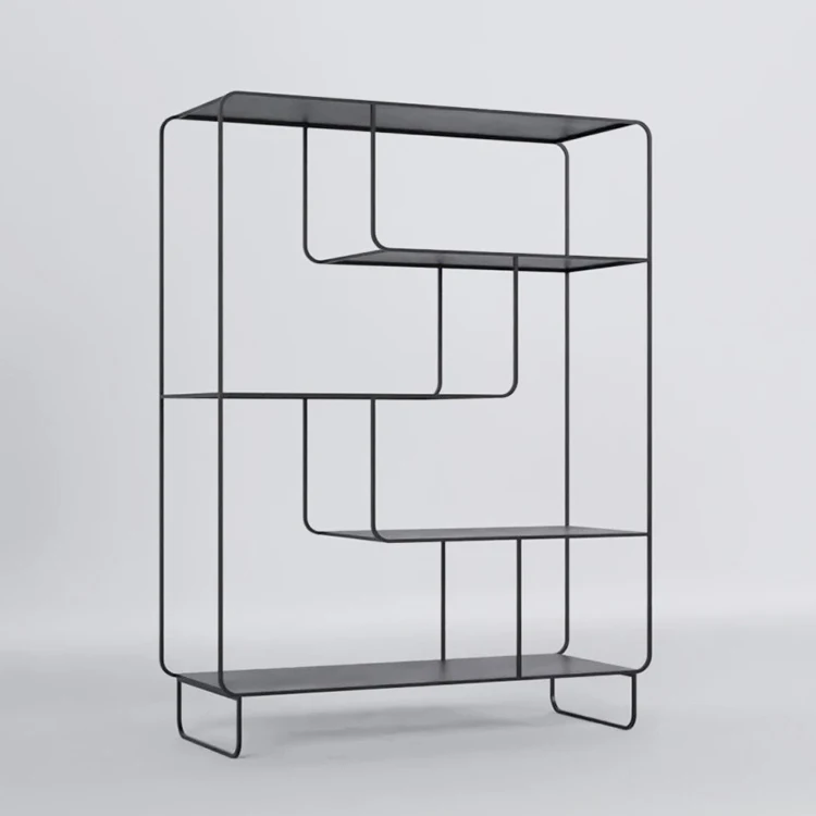 Home Decor Partition Metal Bookshelf Multilayer Storage Curved Cube Display Rack wide large Bookcase Bookshelf