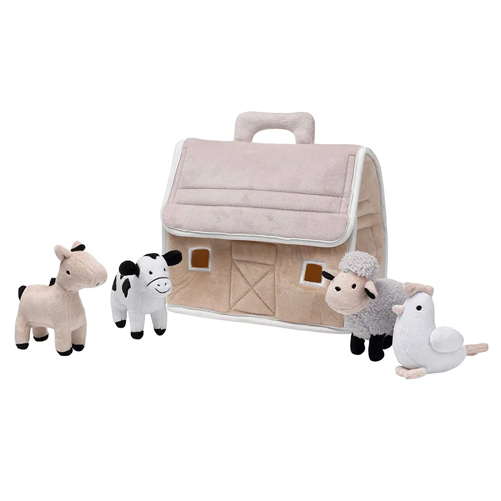 1448 Unique Sheep Rooster Horse Cow Baby Farm Plush Barn Stuffed Animals Toy Cut Plush Set Farm Animal Toys