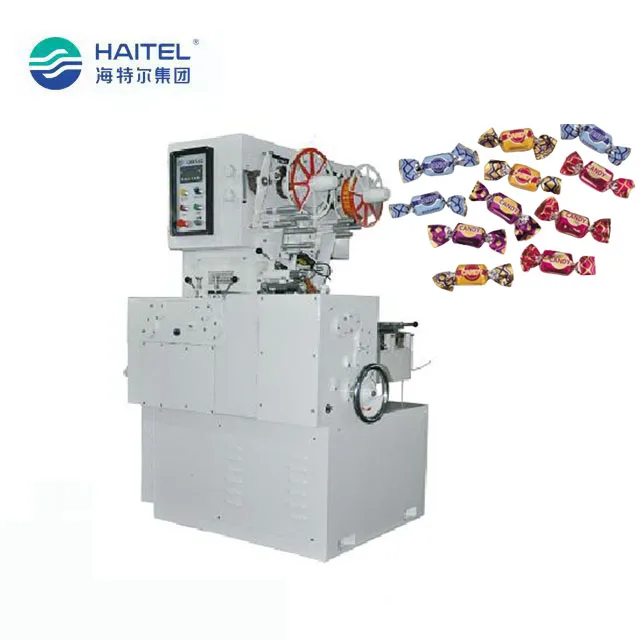 Fully automatic toffee candy cut and double twist folding wrapping wrap packing machine