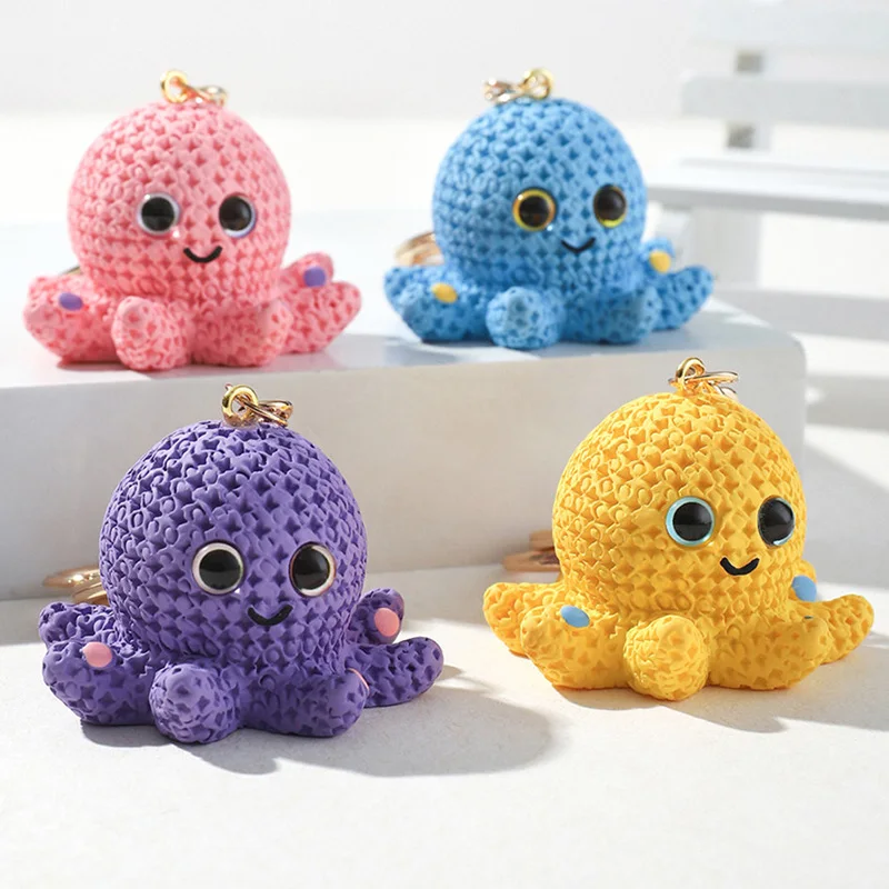 cute cartoon octopus resin keychain 3D pendant resin charms
