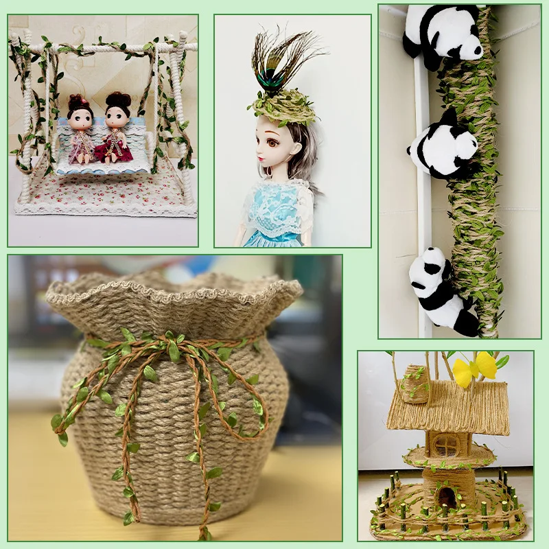 Популярный зеленый лист пеньковая веревка из ротанга популярный DIY Лесной Среды украшения тканая лента имитация окружающей среды