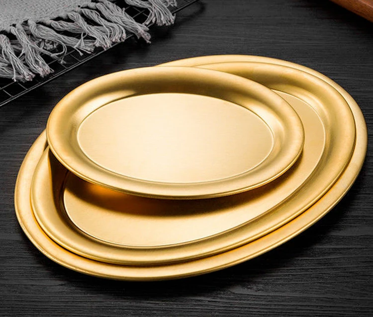 Restaurant home sus304 food dish 18/8 stainless steel oval tray plates