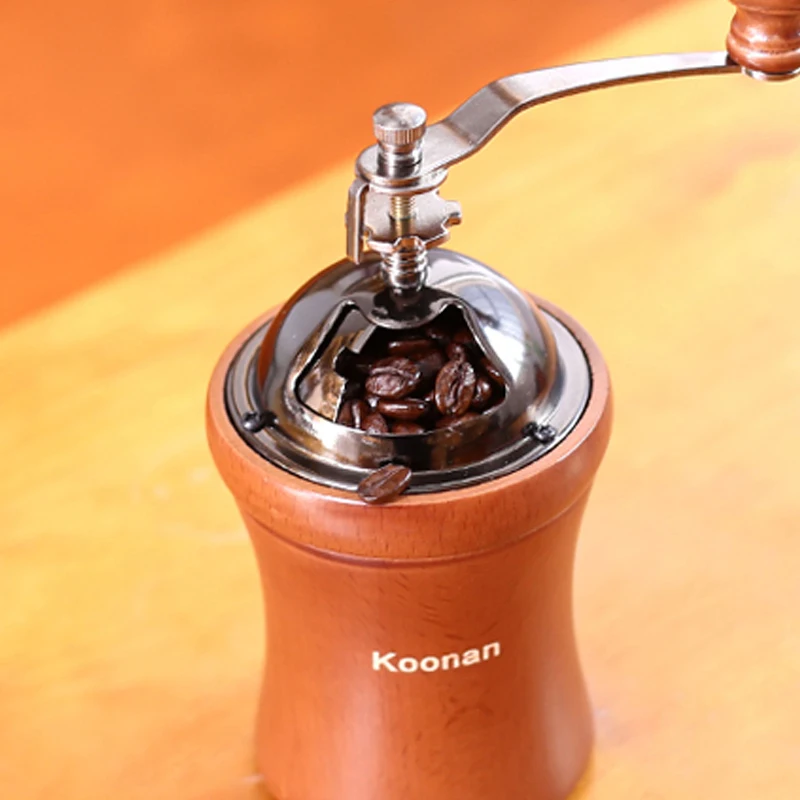Manual coffee grinder hand crank adjustable wood household coffee bean grinder coffee machine