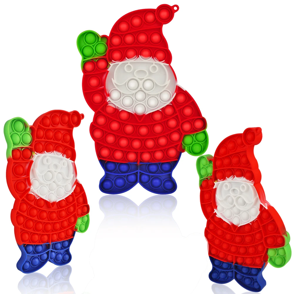 Снеговик носки шляпа Подарки Рождественская елка push pop Игрушка Силиконовый push pop игра доска пузырь сенсорный Непоседа Игрушка Дети