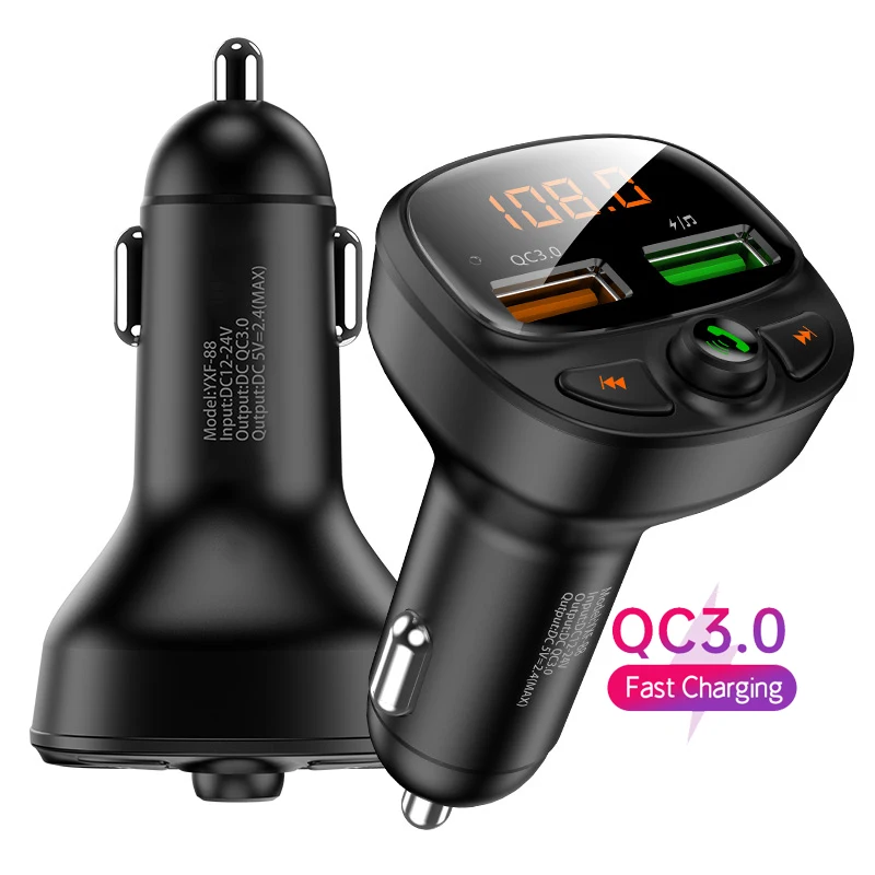 1 Sample OK Top Seller QC 3.0 Fast Charging Dual USB Car Mobile Phone Charger Fm Transmitter Car MP3 Player