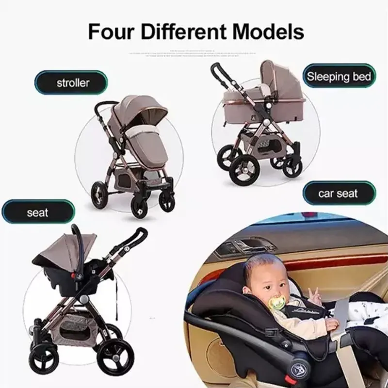 Wholesale 3 In 1 Stroller Baby, Buy Luxury Foldable Baby Carriage, New Born High Landscape Baby Push Car Stroller/