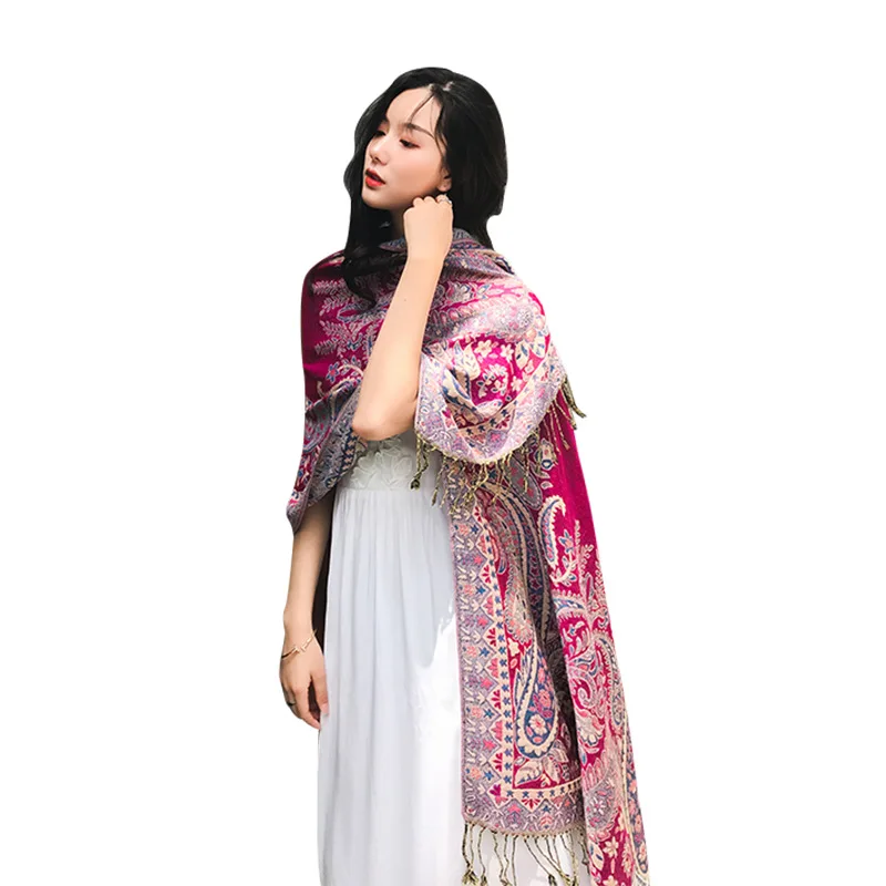 Exquisite and intricate woven pattern winter warm luxury cashmere Pashmina shawl scarf