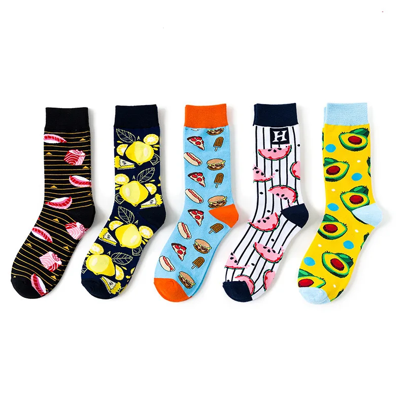 knit High quality fuzzy fruit banana printed happy girl novelty socks