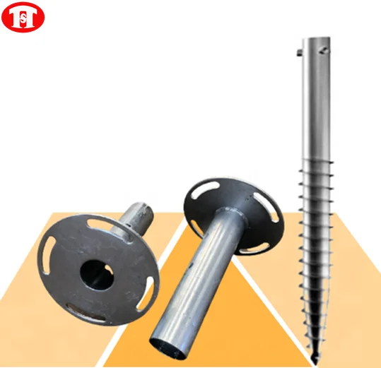 dip galvanized material ground screw and different thread hex head ground screw post anchor