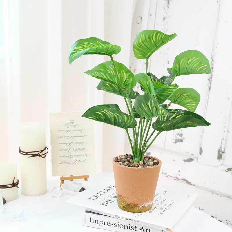 bonsai plastics artificial banyan tree in pot for table top decor